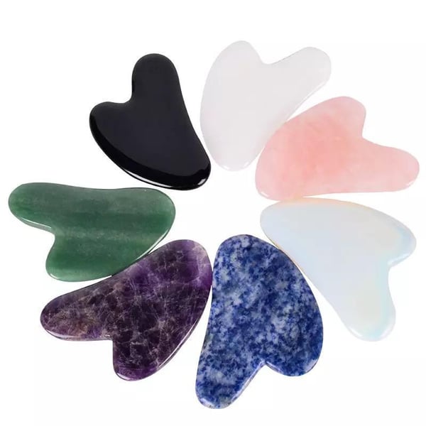 Naturlig Gua Sha Jade Rose Quartz Stone Face Board Tool -