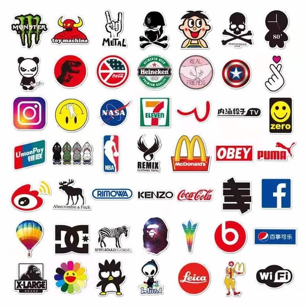 ROB_LOX 50 stuks laptop bagage fiets cadeau graffiti stickers gitaar skateboard bumper gitaar cadeau voor kinderen/jongeren