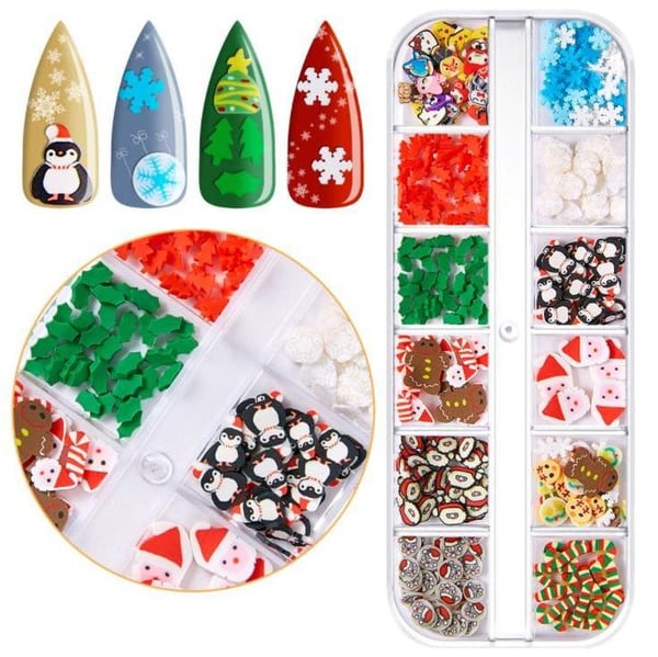 Julepynt snøfnugg / nissespiker glitter i praktisk boks