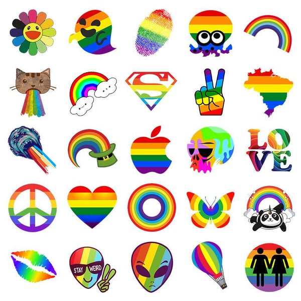 50 klistremerker klistremerker - Pride-motiv - Regnbue - Dekaler