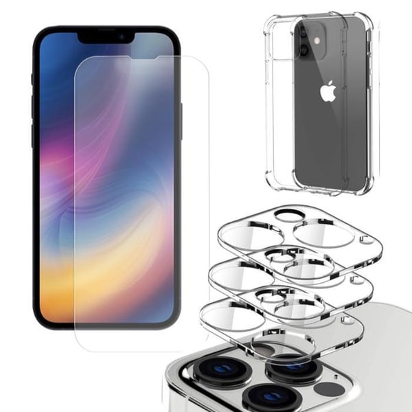 Iphone 13 [5-PACK] Objektivbeskyttelse, Hærdet glas, Silikoneskal