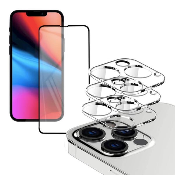 Iphone 13 PRO [4-PACK] 2 X linssisuoja + 2 X karkaistu lasi