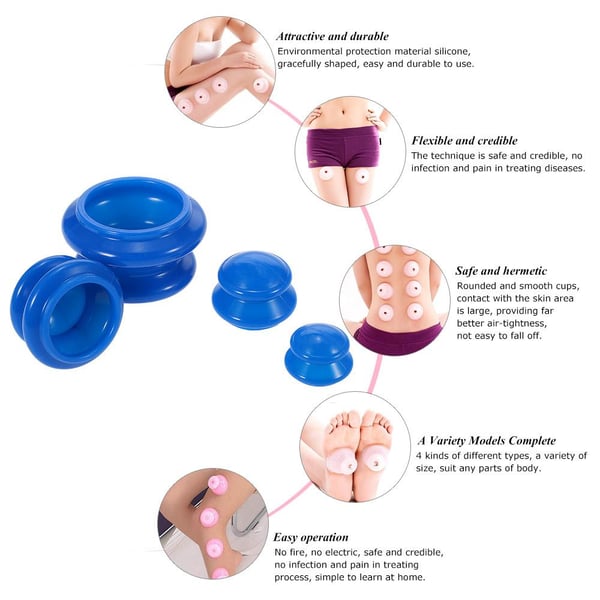 Cupping til helkropsmassage - 4-pak - XS-L