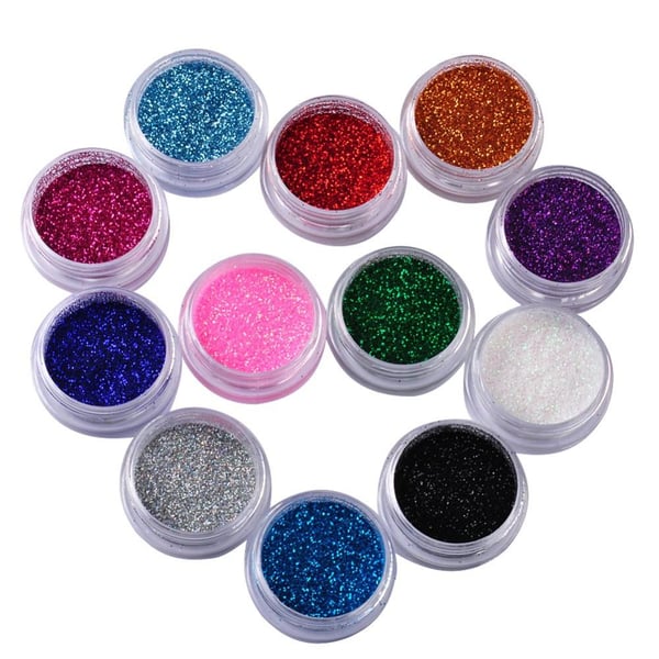 12 dåser glitter til negle dekoration