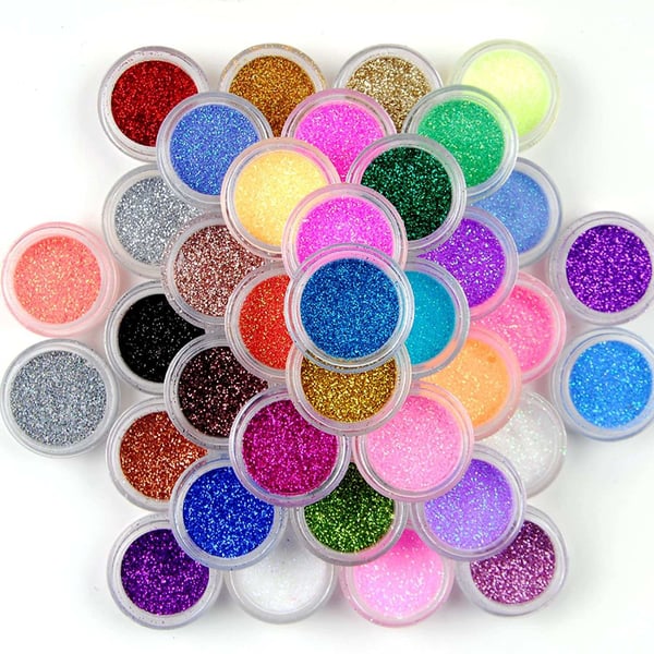 45 bokser med glitter til neglepynt