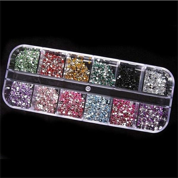 12 stk Rhinestone In box - 2mm - Negledekorasjoner