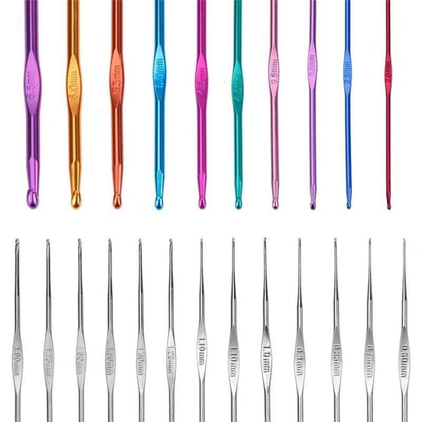 Mega-setti virkkuukoukuilla, tussilla, mittanauhalla - Knitting Kit