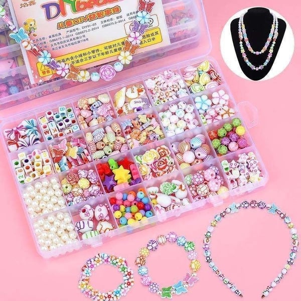 DIY - Perleboks - Akrylperler - Mix - 500 stk - Smykkefremstilling