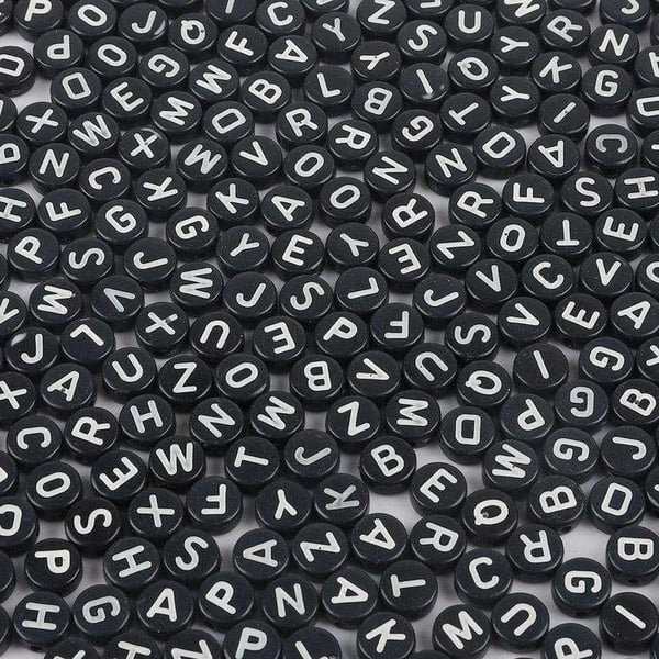 300 stk brevperler, bokstaver - 4x7mm -