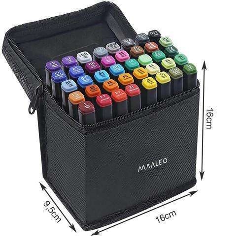 40-Pack - Tuschpennor med Fodral - Dubbelsidiga - Pennor