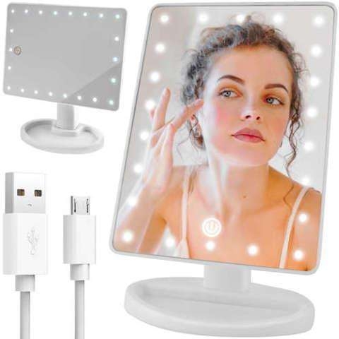 Makeup spejl med LED lys - Justerbart -
