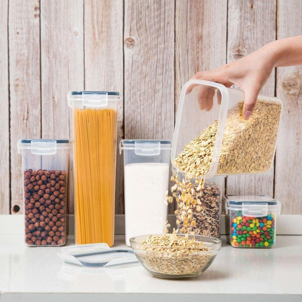 Oppbevaringsbeholdere for organisert pantry - 14-pakning med lufttette lokketiketter