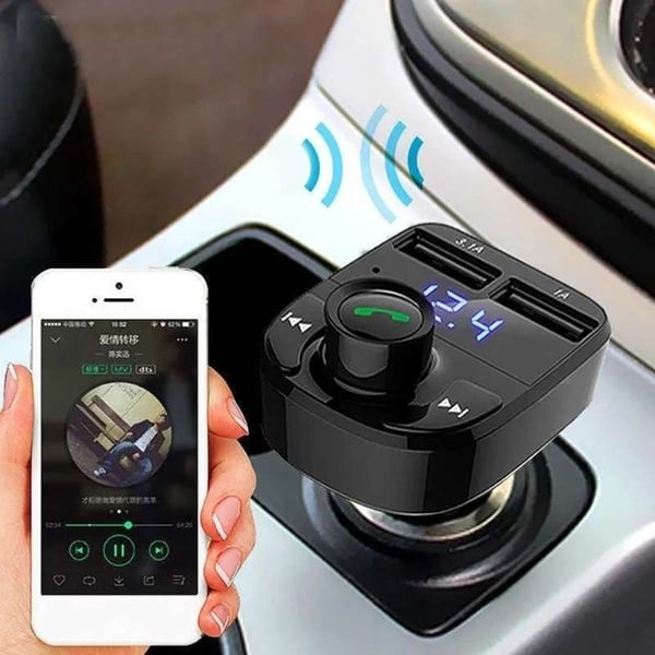 FM-sender X8 med Bluetooth og Håndfri - Trådløs musik