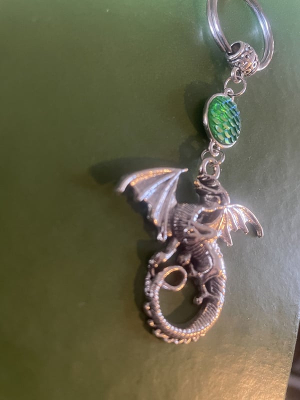 Nyckelring Drake Drakfjäll Fantasy Dragon Grön