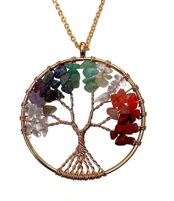 Halsband Livets Träd CHAKRA Tree Of Life Guldpläterad Rostfri