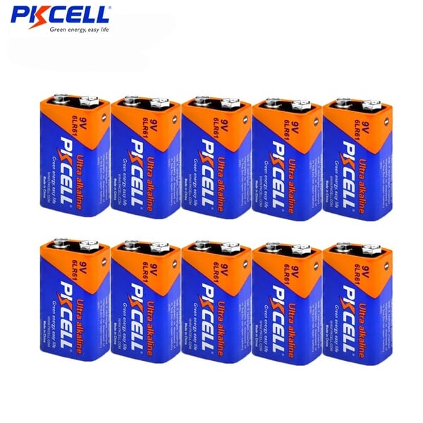 PKcell 10-pack 9V 6LR61 DC Ultra Alkaliparisto