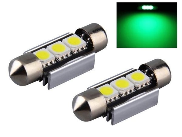 C5W SV8.5 LED-lamppu Canbus, 39 mm, vihreä, 2 kpl pakkaus.