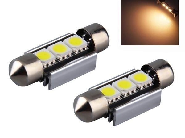 C5W SV8.5 LED-lampa Canbus, 39 mm, Varmvit 3000K, 2-pack.
