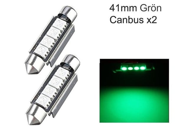 C5W SV8.5 LED-lamppu Canbus, 41-42 mm, vihreä, 2 kpl pakkaus.