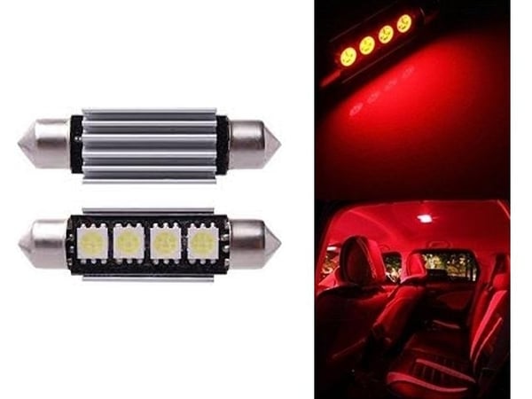 C5W SV8.5 LED-lamppu Canbus, 39 mm, punainen, 2 kpl pakkaus.