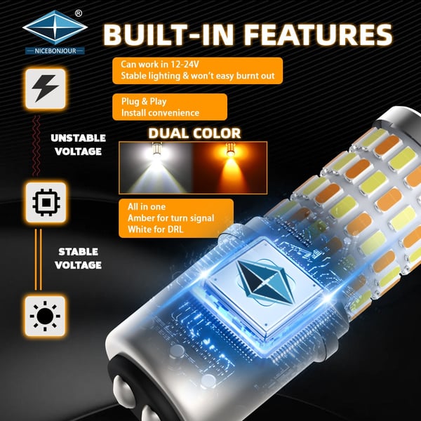 T25 3157 p27/7w Led-lamput kelta-valkoinen siru kaksivärinen 2-pack.