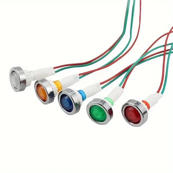 10mm 5 st diodlampor, infällning i panel, varningslampor, indikatorlampor, 12V