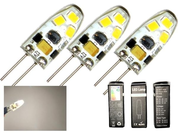G4 1,5w dimbar 12v DC + AC Led lampa 3100K varmvit G-4 3-pack G4 1,5w dimbar 12v DC + AC Led lampa 3100K varmvit G-4 3-pack