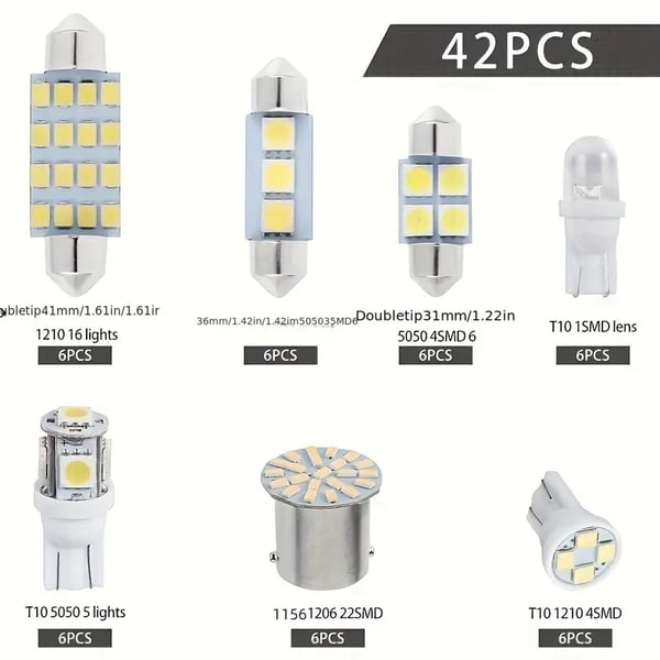 42st olika LED T10 w5w C5W Ba15s Vita ca 6000k