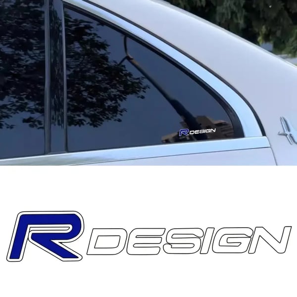306 / 5,000 Emblem R-Design 1 x 5 cm R sininen + DESIGN valkoiset kirjaimet 2 kpl Volvolle