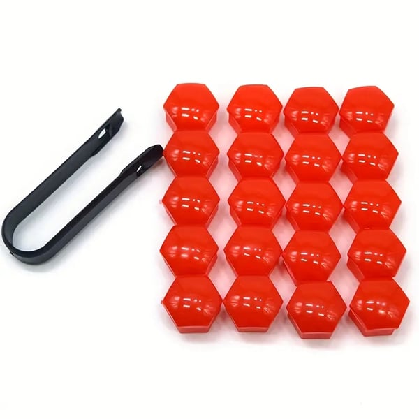 Hjulmutterkåpor 19mm Röda / Hjulbultskåpor 20-pack + monteringsverktyg Hjulmutterkåpor 19mm Röda / Hjulbultskåpor 20-pack + monteringsverktyg