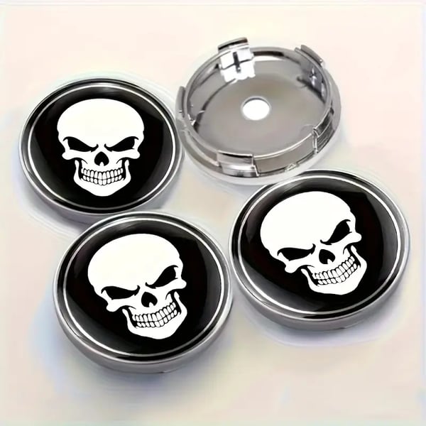 Dödskalle Centrumkåpor till fälgarna 60mm passar 57mm hål 4-pack