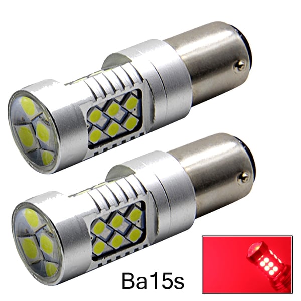 Ba15s  p21w Röd Led med 24st 2835smd ledchip 2-pack bromsljus