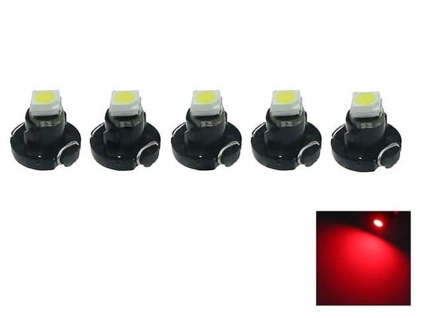 T3 Neo Wedge 5-pack. Röd LED-chip, instrumentpanelbelysning.
