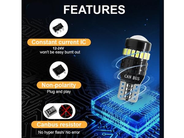 T10 w5w Canbus vihreä 2-pack LED-lamput, 15kpl 4014smd-sirulla.