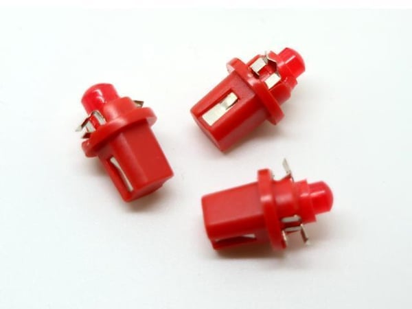 B8,5D Röda Ledlampor med 1st COB ledchip 6-pack instrumentlampa 12v