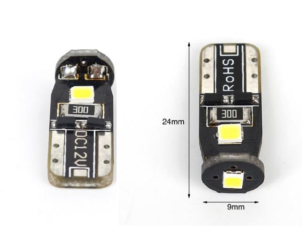T10 w5w Canbus, keltainen 2-pack LED-lamput 3 kpl 2835smd sirulla.