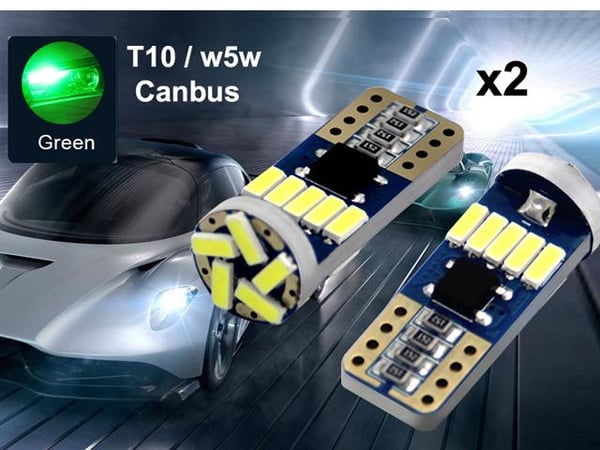 T10 w5w Canbus Grön 2-pack LED-lampor, med 15st 4014smd chip.