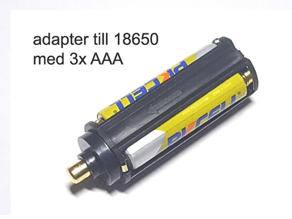 2 kpl. paristosovitinta, 3xAAA muuttuu 1x18650 tai 1x26650.