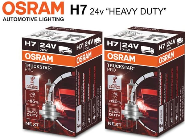 Osram H7 +100% 24volt 70w halogen premium lampor DC px26d 2st Osram H7 +100% 24volt 70w halogen premium lampor DC px26d 2st