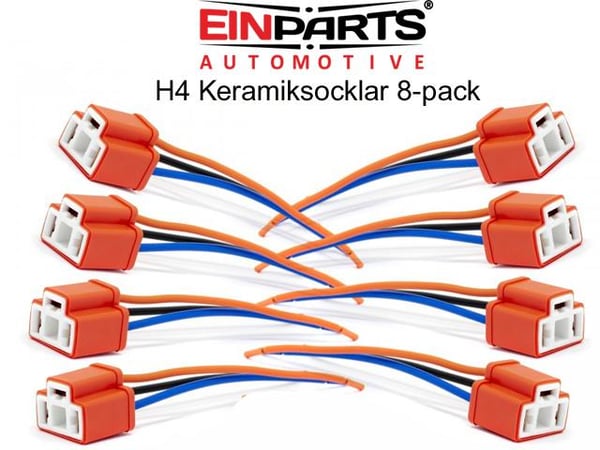 EINPARTS H4  led / halogen hon keramik kontakter socklar 8-pack