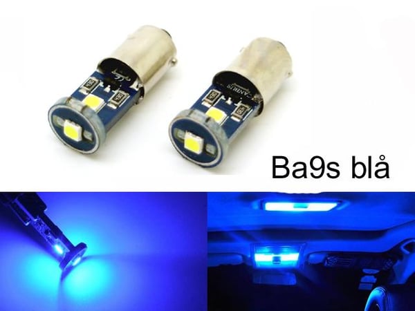 BA9S Canbus Blue Led 2-pack T4W 100 lumenia