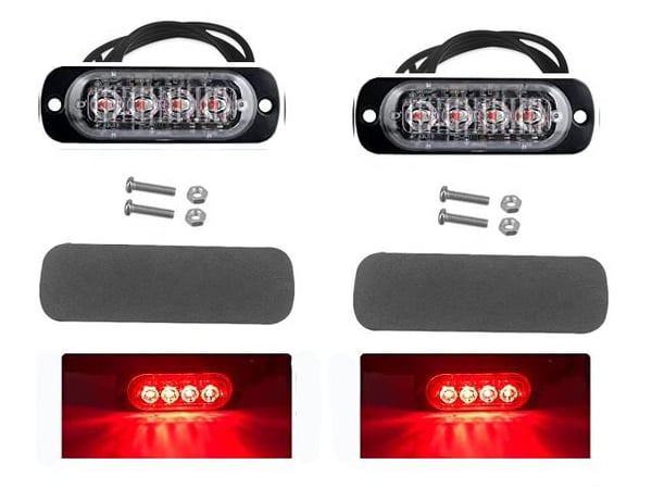markeringsljus röda blixtljus ledlampor röd 2-pack 12v 24v led