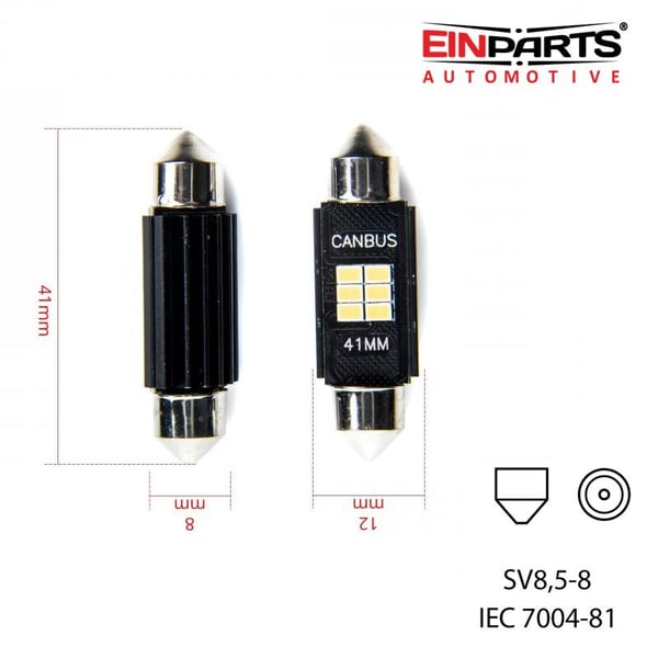 EINPARTS Canbus C5W 41 mm LED 310 lumenia 6000K 2 kpl pakkaus