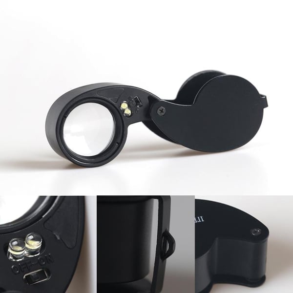 Lupp 40x25mm förstorningsglas med stark ledlampa inkl. batterier