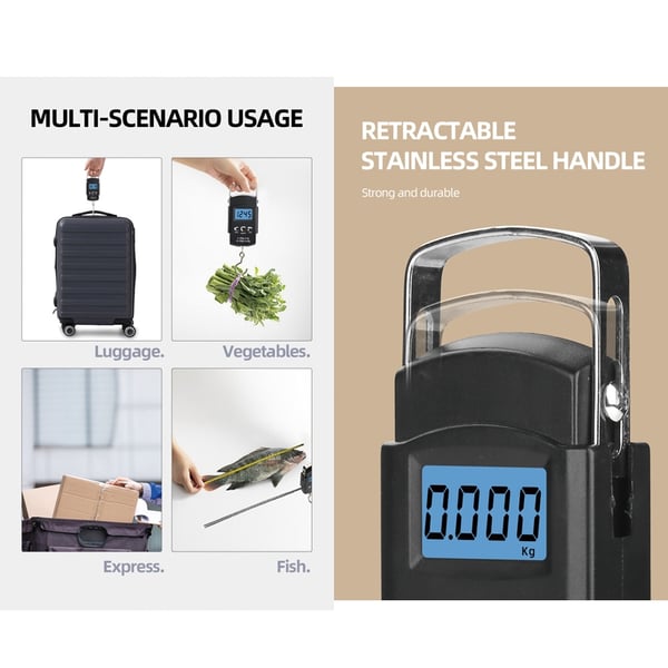 Digital våg  0 - 50kg fiskevåg med måttband även för tex bagage
