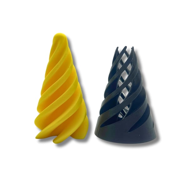 Umulig gennemgangs spiral kegle 3D printet