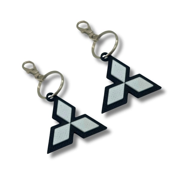 2x avaimenperä Clip On & Go -karabiininen avaimenperä Mitsubishi