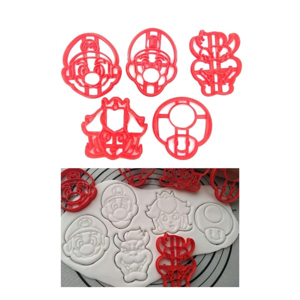 5 stk kakeutstikker Mario 8 cm 5 stk kakeutstikker Mario 8 cm