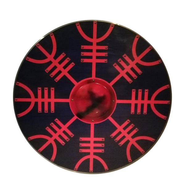 Träslavisk Viking Helm Of Awe handgjord sköld SWE36