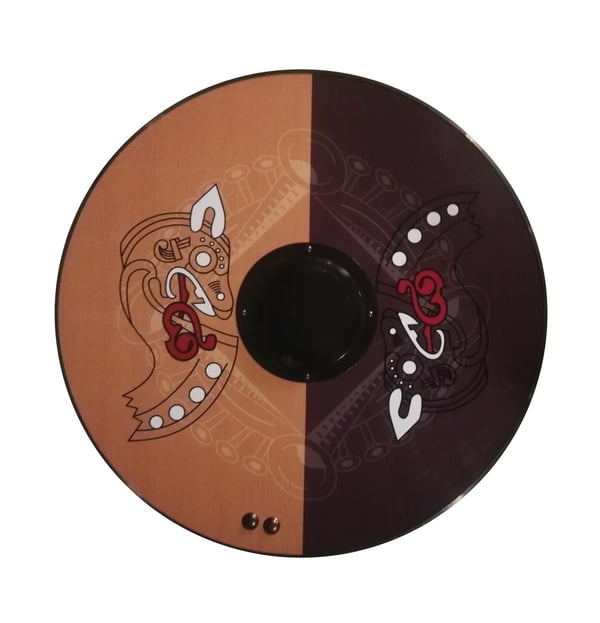 Tre middelalderlig lærgrep Viking Shield SWE75